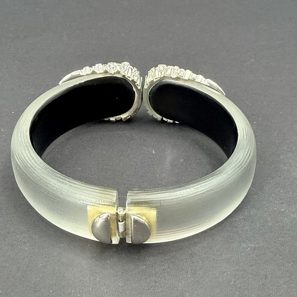 Alexis Bittar Crystal Encrusted Lucite Hinged Cuff Bracelet Statement Piece - Picture 8 of 11